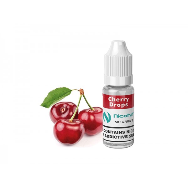 NICOHIT CHERRY DROPS E LIQUID E JUICE 10ML TPD 3/6/12/18MG MULTIBUY