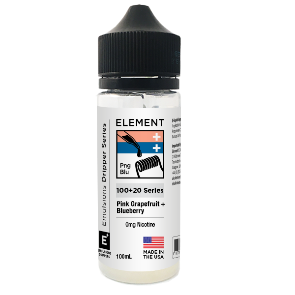 Pink Grapefruit + Blueberry by Element. 100ML E-Liquid, 0MG Vape 80VG/20PG Juice