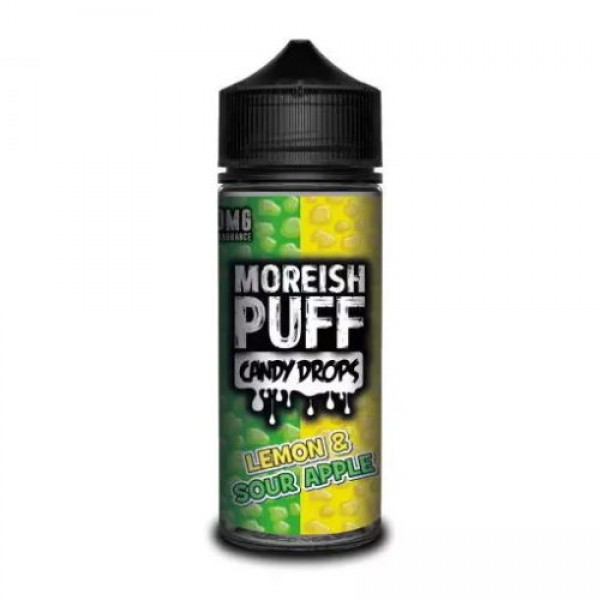 LEMON & SOUR APPLE – MOREISH PUFF CANDY DROPS 100ML SHORTFILL E LIQUID 70VG VAPE