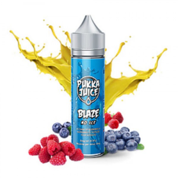 PUKKA BLAZE NO ICE ELIQUID BY PUKKA JUICE BLUE/RASPBERRIES FLAVOURED 50ML SHORTFILL E LIQUID 70VG VAPE