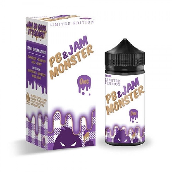 JAM MONSTER PB & JAM GRAPE LIMITED EDITION E-LIQUID 100ML SHORTFILL 75VG VAPE