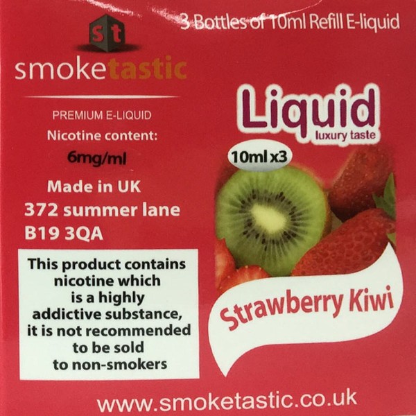 Strawberry Kiwi 10ml Smoketastic E Liquid Juice 6mg, 12mg, 18mg Vape Multibuy
