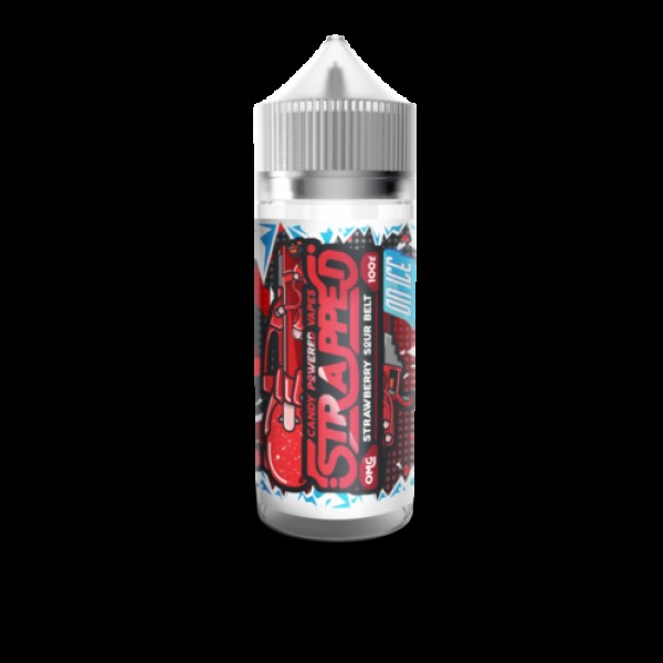 STRAWBERRY SOUR BELT ON ICE BY STRAPPED E-LIQUID 100ML SHORTFILL 70VG VAPE