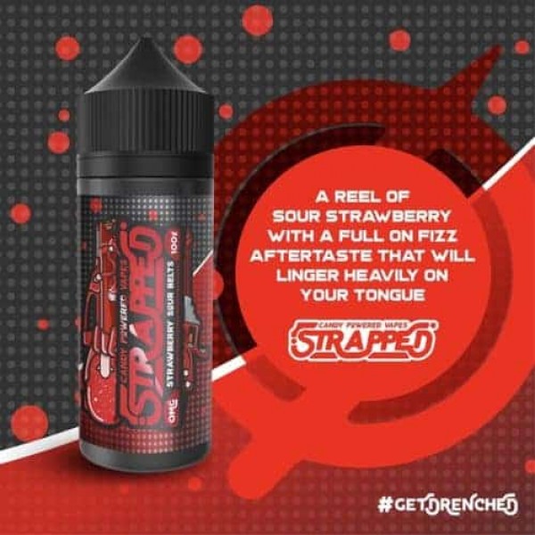 STRAWBERRY SOUR BELT BY STRAPPED E-LIQUID 100ML SHORTFILL 70VG VAPE