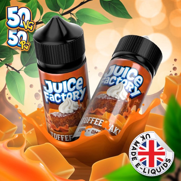 Toffee Cake by Juice Factory. 100ML E-liquid, 0MG vape, 50VG/50PG juice