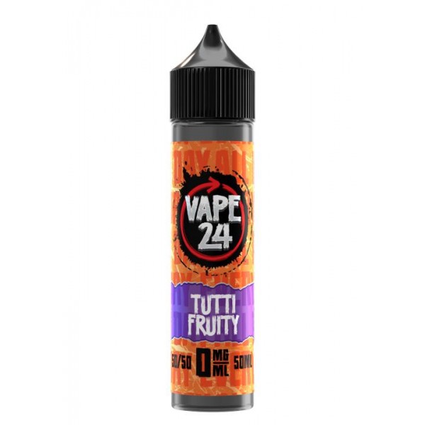 Tutti Fruity By Vape 24, 50ML E Liquid, 50VG Vape, 0MG Juice