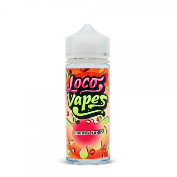 Cherry Tunes by Loco Vapes. 100ML E-liquid, 0MG vape, 70VG/30PG juice