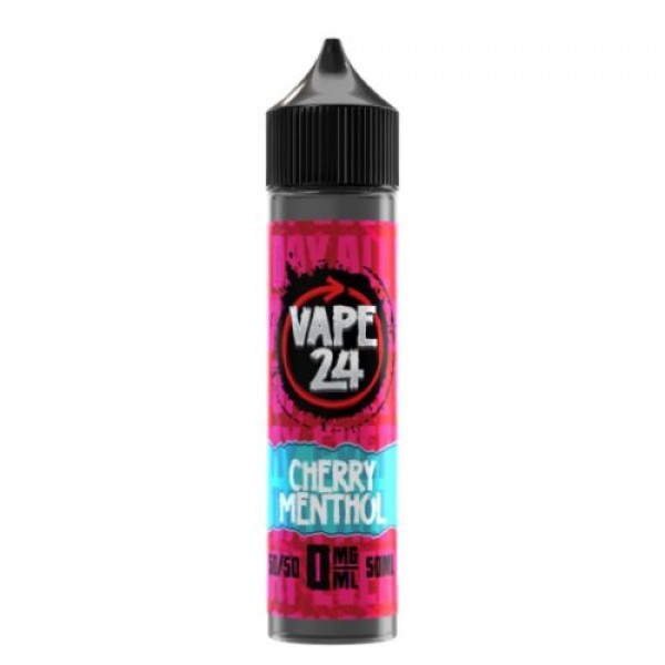 Cherry Menthol By Vape 24, 50ML E Liquid, 50VG Vape, 0MG Juice