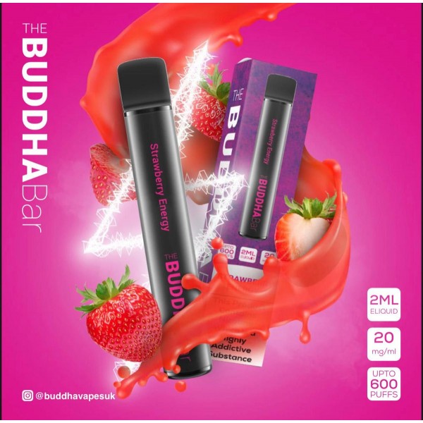 Strawberry Energy By Buddha Bar Disposable Vape | 600 Puff | 20MG Nic Salt