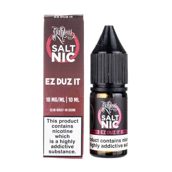 Ez Duz It By Ruthless Salt Nic 10ML E Liquid 50VG Vape 10MG/20MG Juice