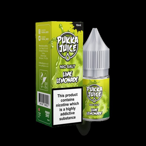 Lime Lemonade by Pukka Juice Nicotine Salt, 10ML E Liquid, 10MG/20MG Juice, 50VG Vape