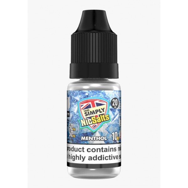 Menthol by Vape Simply Nic Salts, 10ML E Liquid, 50VG Vape, 20MG Juice