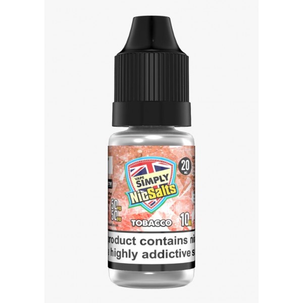 Tobacco by Vape Simply Nic Salts, 10ML E Liquid, 50VG Vape, 20MG Juice