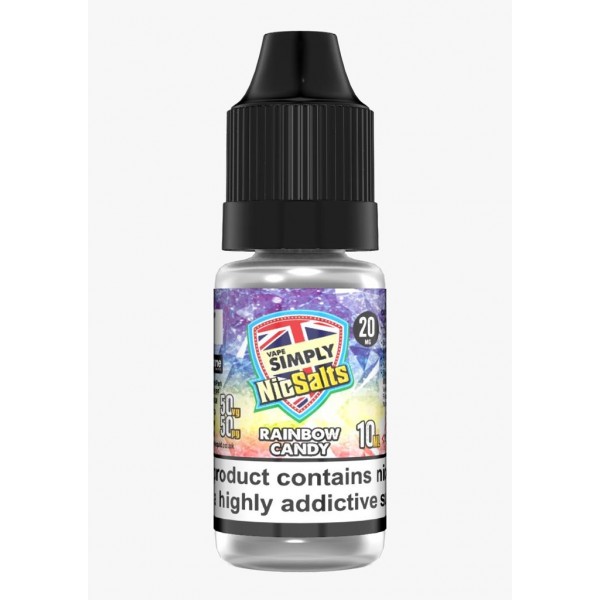 Rainbow Candy by Vape Simply Nic Salts, 10ML E Liquid, 50VG Vape, 20MG Juice