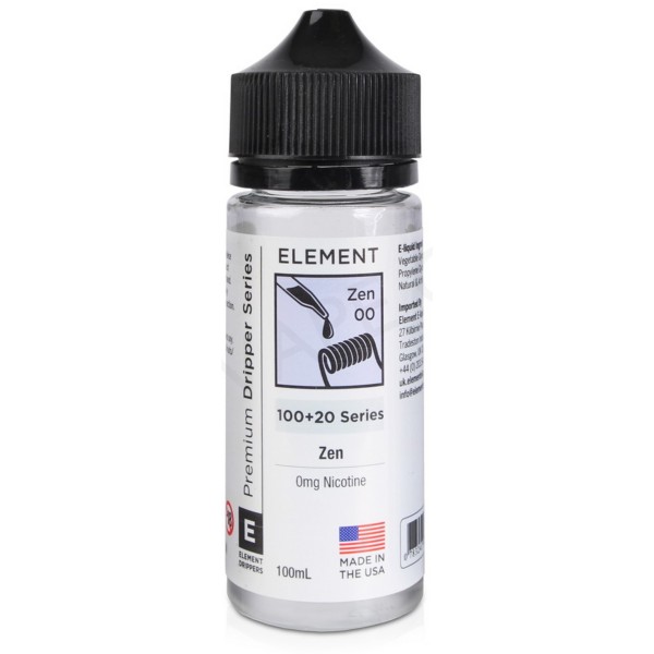 Zen by Element. 100ML E-Liquid, 0MG Vape 80VG/20PG Juice